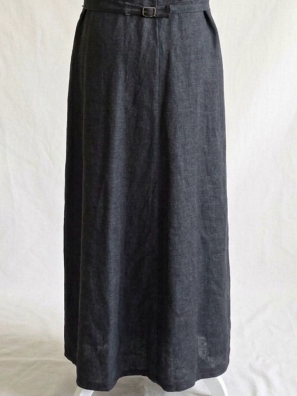 Vintage FLAX Jeanne Engelhart 100% Linen Grey Maxi Dress Button Front Pockets M - Picture 11 of 16